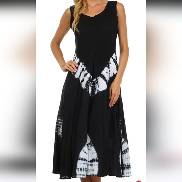 NWT Sakkas Windsong Tie Dye Green/White Two Way Dress Size Free/OS/0-16 - Picture 7 of 8